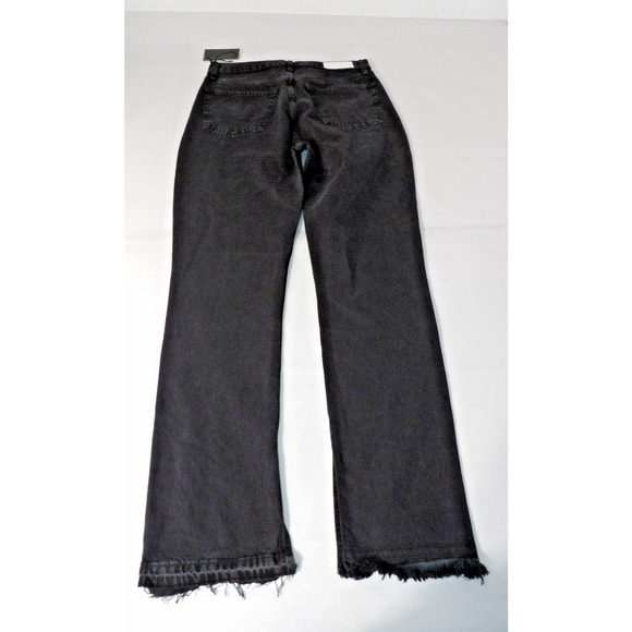 Redone Jeans 90s High Rise Loose Sz 30 Washed Black Slit Leg Button Fly Raw Hem